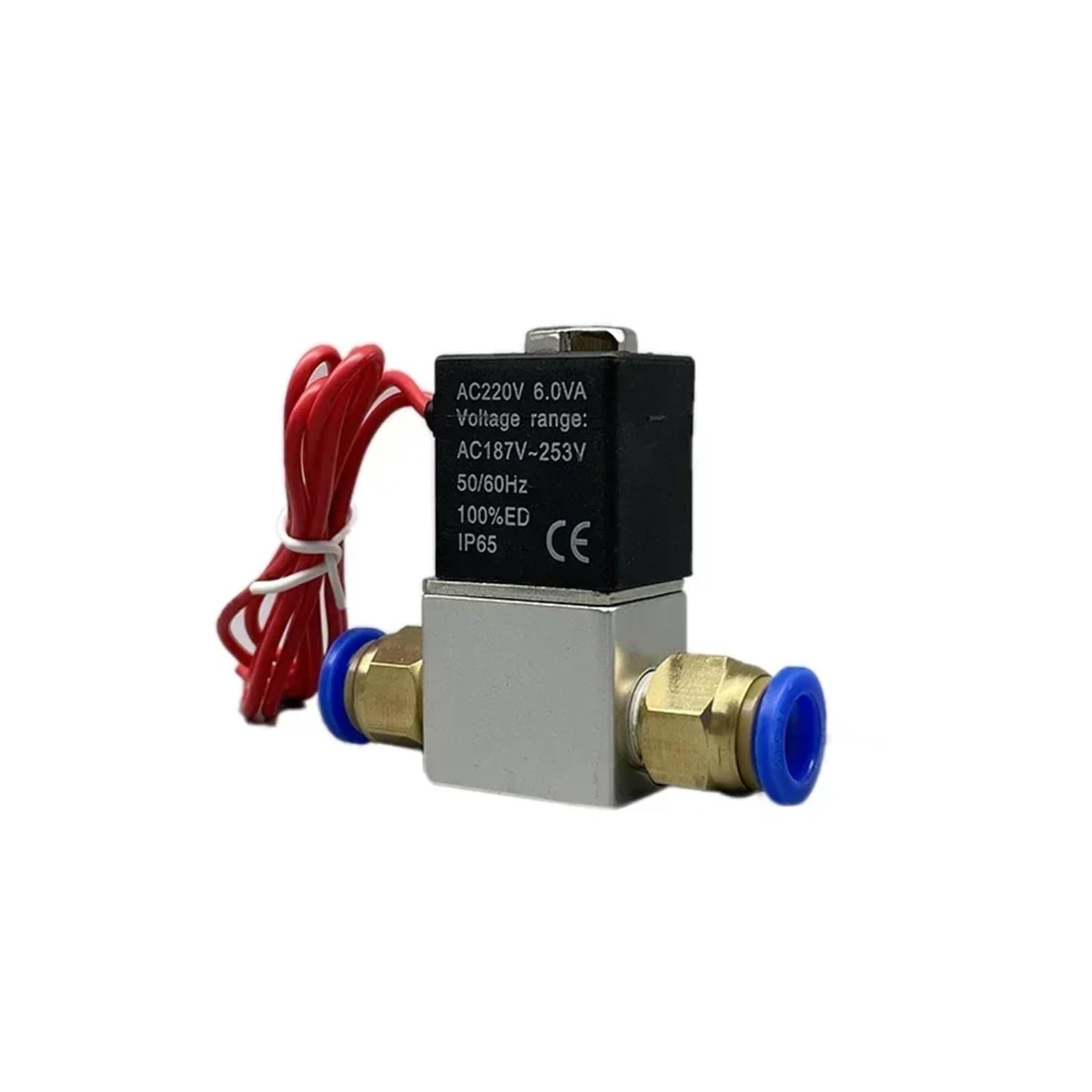 Zawór elektromagnetyczny 12 V, 24 V, 220 V, pneumatyczny, 2 pozycje, 2 porty, normalnie zamknięty zawór magnetyczny powietrza, 6 mm, 8 mm, przyłącze wtykowe do węża, BIANMTSW (4MM-4 MM Barb, DC 12 V)