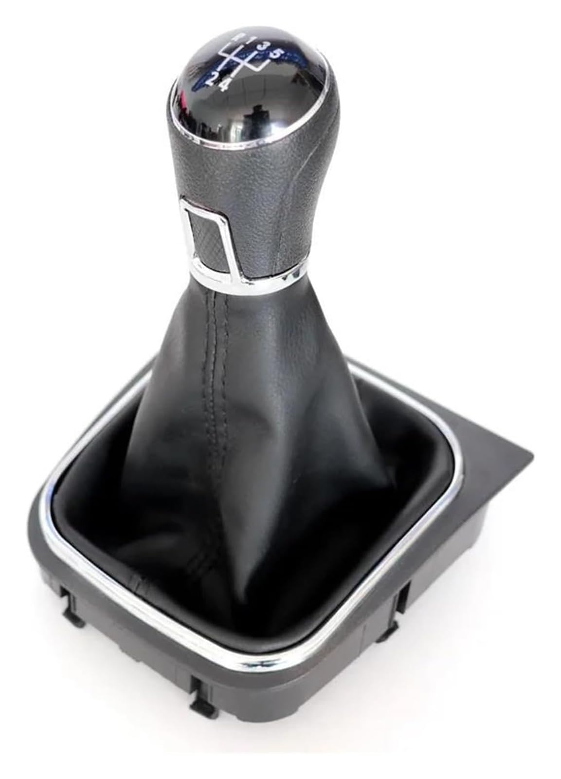 gangxiao Car Shift Gear Knob for VW for Golf for Jetta 5 6 Speed Car Gear Shift Knob Leather Gaiter Boot Cover Stick(5 Speed Black line)