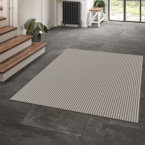 BALTA Tapis Exterieur, Tapis Tissé Plat idéal pour l'Extérieur sur la Terrasse ou à l'Intérieur dans Un Salon - Chambre, Tissage Mécanique Effet Tapis Jute, Polypropylène, 80 x 150 cm, Gris