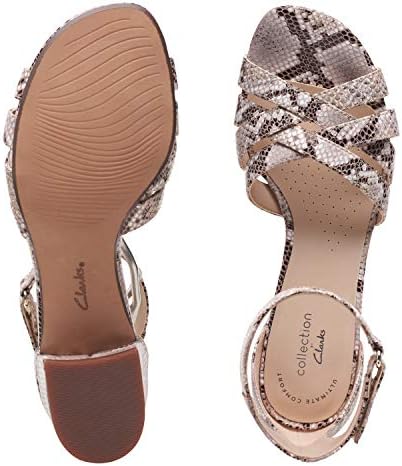 Clarks Women's Caroleigh Rori Heeled Sandal, Natural Snake Synthetic, 11 | Image 4