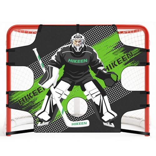 Hikeen Premium Hockey Goalie Shooting Target Tear - Proof Hockey Goal Practice Target with 7 Target Holes - Street Hockey & Ice Hockey Net Goalie Target for Practicing Shooting Accuracy 54IN