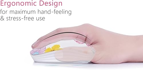 Miniatura 6 de Ratón inalámbrico con nano receptor para PC, portátil, portátil, computadora, MacBook, menos ruido, ratones ópticos móviles portátiles (flor).