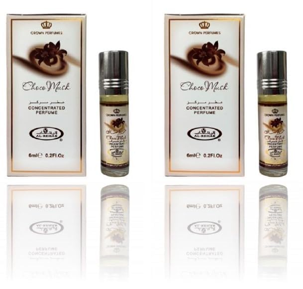Choco Musk Concentrated Perfume Oil for Men & Women (Pack of 2 – 6ml Each) | Alcohol-Free Roll-On Attar | Sweet Chocolate & Musk Blend