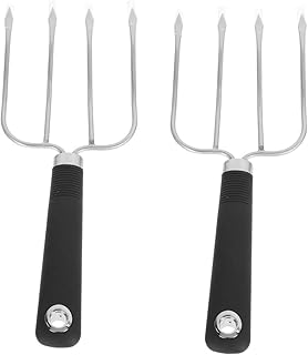 Cabilock 2 Peças De Garfo De Bife De Peru Garfo De Bife De Aço Inoxidável Garfo De Carne Para Churrasco Garras De Peru Garfo De Carne Levantador De Peru Garfos Espeto Cabo De Plástico