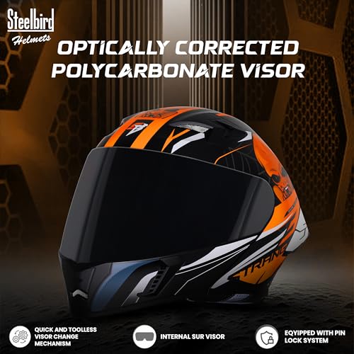 Image of Steelbird SBA-20 Strange ISI Certified Flip-Up Graphic Helmet for Men and Women with Inner Silver Sun Shield