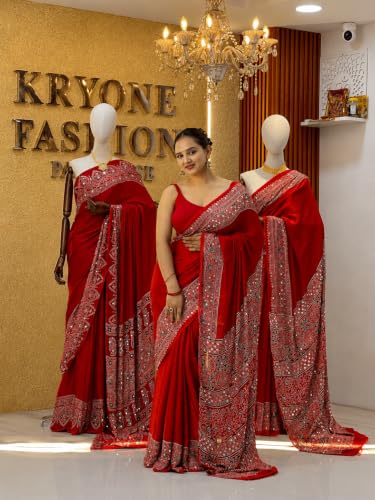 Image of Ajrakh Modal Silk Saree for Women | Mirror Work Black Saree | Gajji Silk Red Pallu Tassels | Designer Sarees for Women Party | Ajrakh Print Saree | Modal Silk Sarees Original