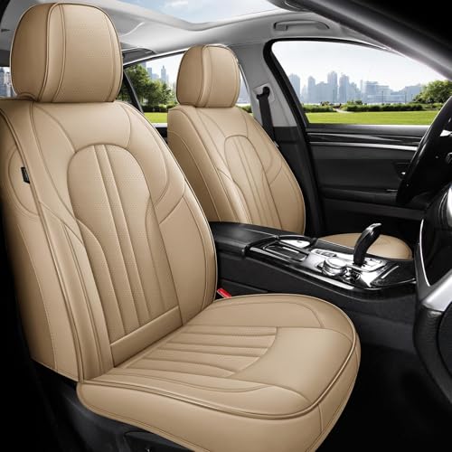 Image of MINGBRON Car Seat Covers,Car Seat Protector Waterproof,Seat Covers Full Set, Car Seat Protectors,Automotive Seat Covers Fit for Most Cars Beige