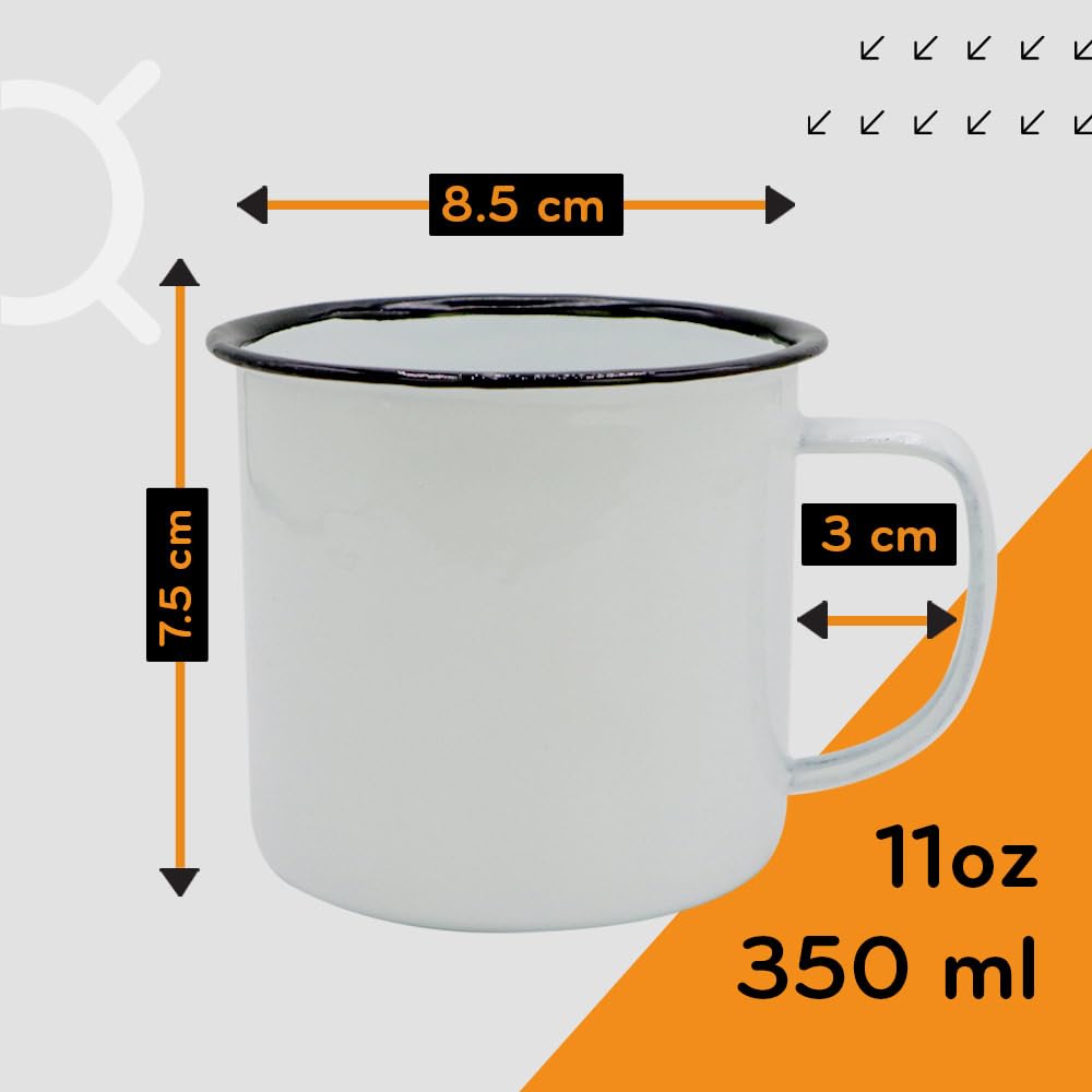 Lot de 12 tasses à sublimation en métal avec anse | Bord rouge | Capacité de 350 ml | Qualité AA | Boîte individuelle avec chaque tasse | By Club Nautique