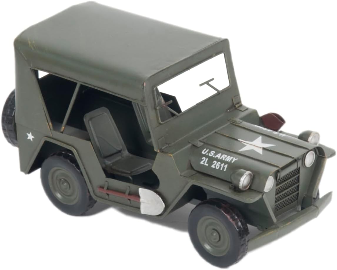 Old Modern Handicrafts 1940 Willys Quad Overland Jeep Model Car - Made from Iron - Exotic Decoration Piece for Home & Office - 11.5" L x 5" W x 6.5" H Inches