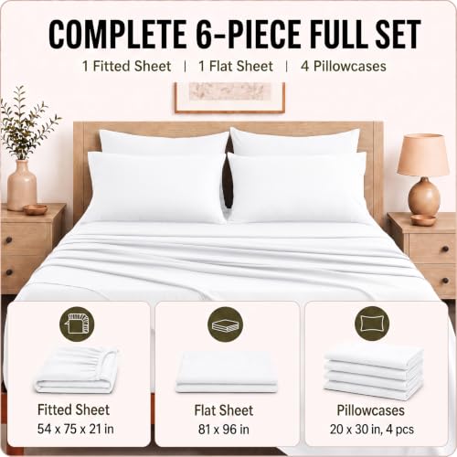 Image of CozyLux 6-Piece Full Size Bed Sheets, Fits 18-21 Inch Mattresses, Oeko-TEX