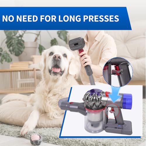 Image of 2-in-1 Pet Grooming Kit Compatible with Dyson V7 V8 V10 V11 V15 Vacuum,Dog Hair Vacuum Attachment Removes Loose Hair, Dander, Undercoat & Tangles Self-Cleaning with Extended Vacuum Hose & Trigger Lock