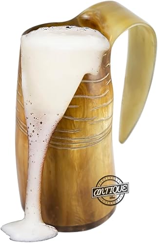 Tazas de cerveza medievales vikingas con cuerno de cerveza, hechas a mano, cuerno de buey, el mejor regalo de fiesta para él y ella