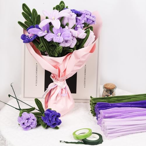 Cure-pipe chenille tulipe pour bouquet de fleurs fait maison - 7