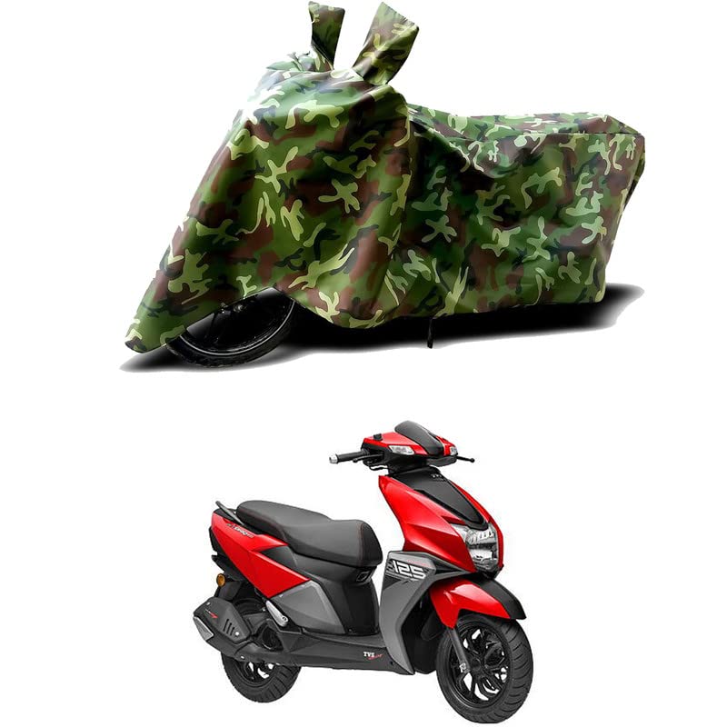Image of 100% Water Resistant Bike Scooty Two Wheeler Body Cover Compatible for TVS NTORQ 125 Drum /UV-Rays /Heat Protection /Birds Dropping /Scratchproof /Dust Proof /Waterproof /All Varient[Green MJ]