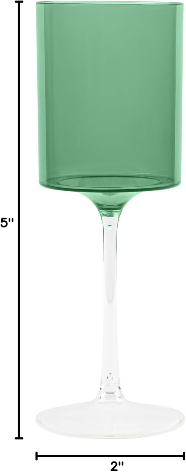 PLASTICPRO 10 Pack Plastic Wine Goblets 9 oz Two Tone Elegant Disposable Wine Glasses with Stem Reusable Hard Plastic Drinking Glasses for Parties Weddings, Green and Clear - Image 5