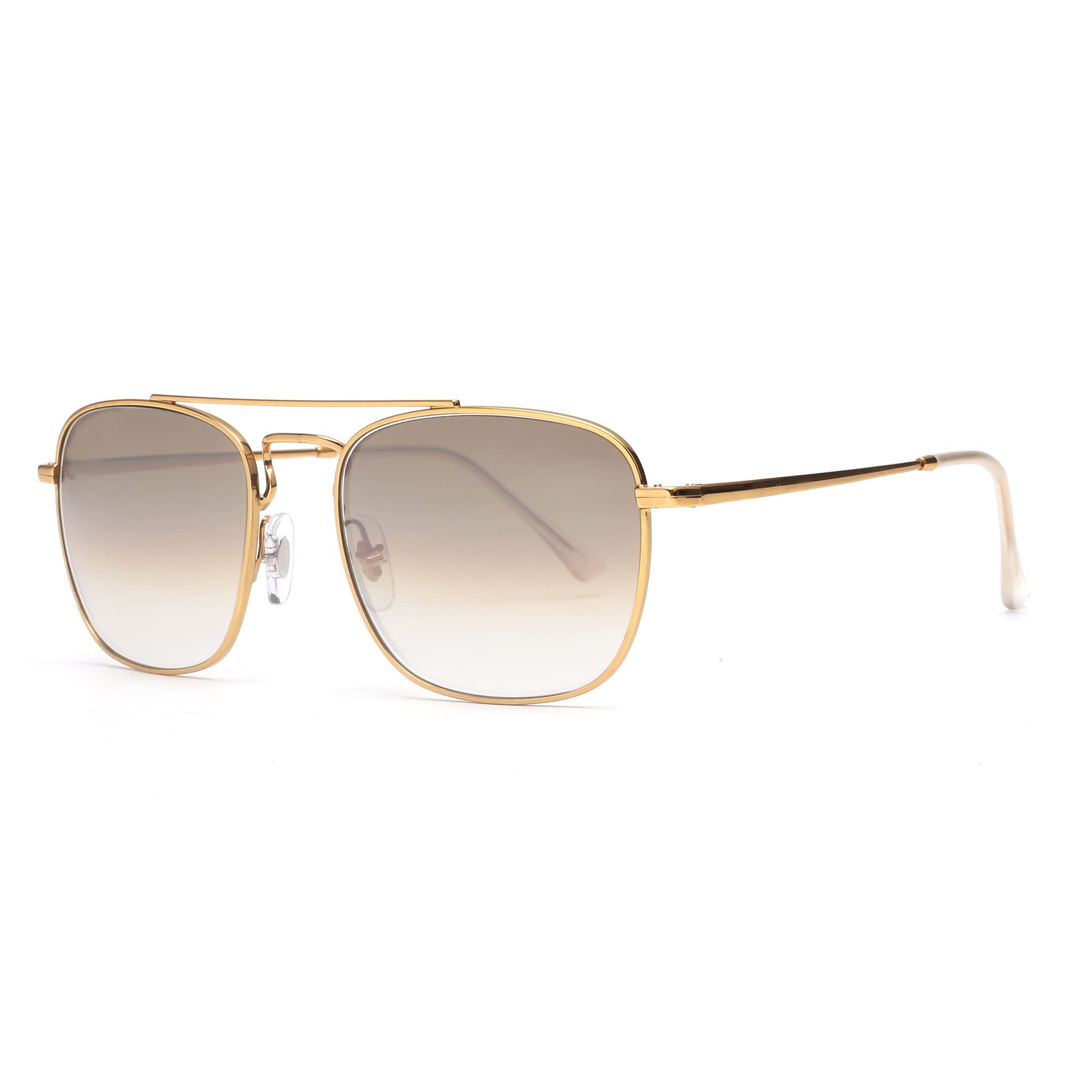 Jim Halo Retro Square Aviator Sunglasses Premium Glass Lens 