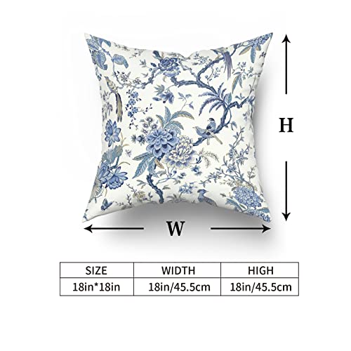 Chinoiserie Pillow Covers 20X20 Inch Blue And White Outdoor Pillows Blue Birds Flowers Throw Pillow Covers Cotton Square Cushion Cover Decor For Bedroom Couch Bed Living Room Sofa Chair Set Of 2 #TOP5