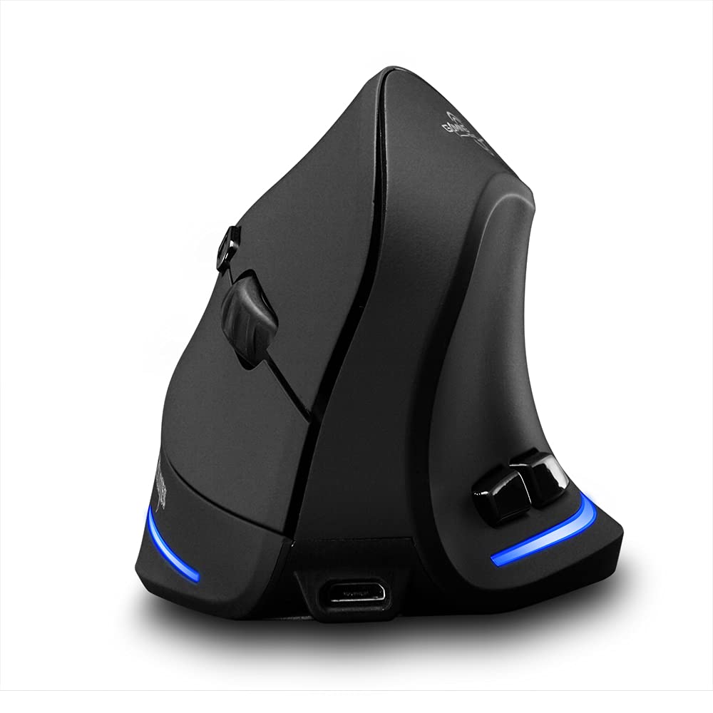 F-35 - Mouse da gioco wireless verticale, ergonomico, ricaricabile, opzionale, portatile, 2400 DPI, per computer Mac e PC