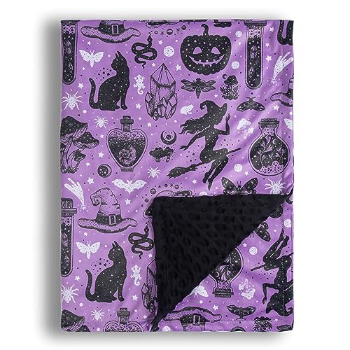 Image of Donsonny Baby Blanket for Boys Girls Soft Minky with Double Layer Dotted Backing, Halloween Printed 30 x 40 Inch Receiving Blanket (Halloween Witch)