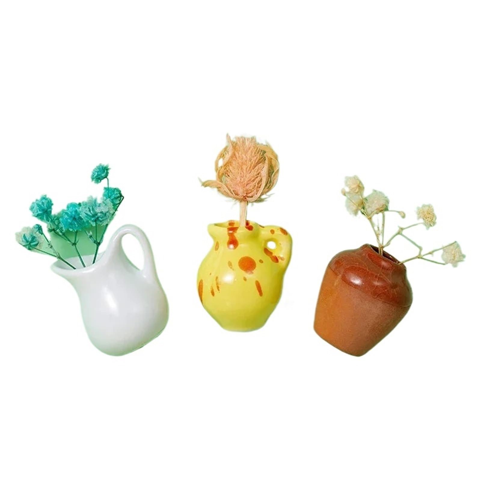 3-8pcs Mini Ceramic Vases - DIY Porcelain Refrigerator Magnets For Flowers & Messages - Kitchen Gifts Without flowers(Color1)