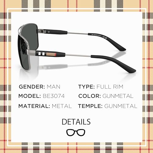 BURBERRY BE3074 Rectangle Shape Acetate Sunglasses with eSHADES Luxury Eyewear Kit Bundle2