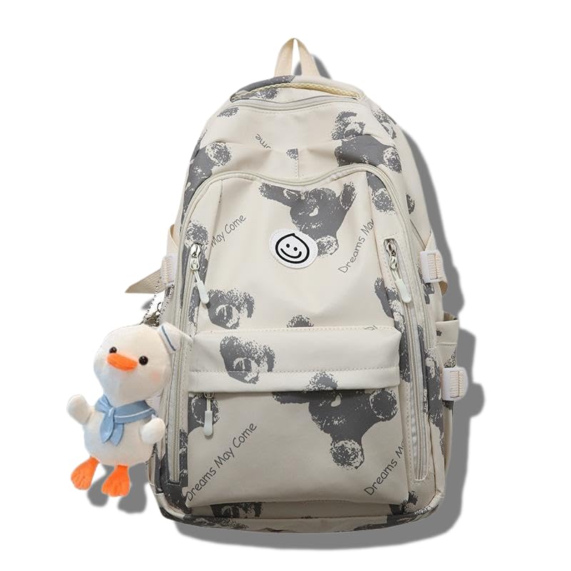 Teclado Kawaii Backpack with Cute Accessories Lightweight Bookbags Laptop Bag Waterproof Casual Travel Daypacks Bear