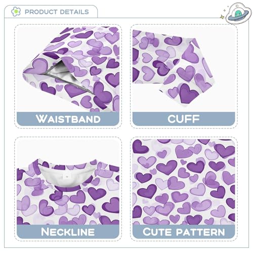 JUNZAN Purple Hearts Day Purple Hearts Kids Girls Hooded Sweatshirt Fleece Tops Clothing Shirts Camping 4T3