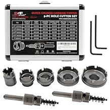 S&F STEAD & FAST Heavy Duty Carbide Hole Cutter, 7PCS, Quick Change Hole Saw Kit, 7/8-2, Carbide Hole Saw Kit for Metal, Stainless Steel