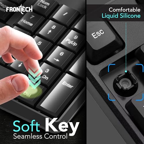 Image of FRONTECH PrecisionFlow USB Keyboard - Ergonomic Design & Silent Typing for Windows (FT-1671)