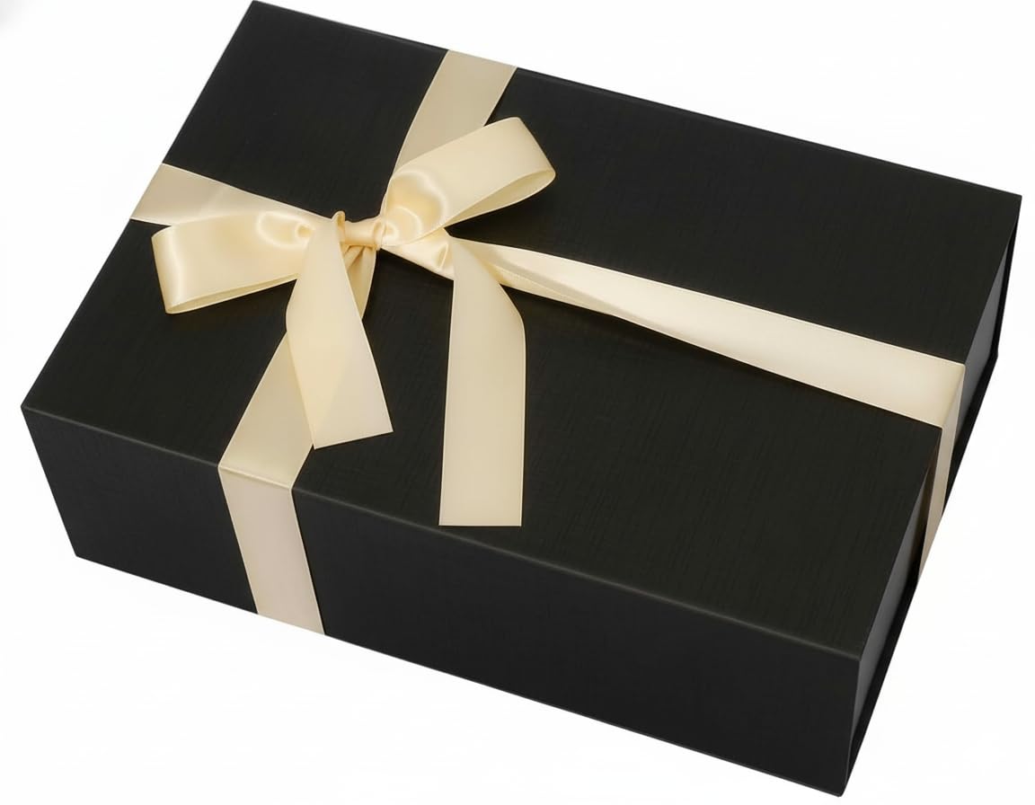 Rinrda Large Black Gift Box,13.75"x9"x4.5", Gift Boxes with Magnetic Lids for Presents Closure Gift Packing for Birthday,Christmas, Halloween,Wedding,