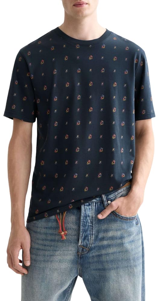 Scotch & Soda Men's Cosmic Sky Ditsy Carbon 001 All Over Print T-Shirt