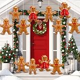 Leyndo 12 Pieces Inflatable Christmas Gingerbread Man Outdoor Decorations Christmas Gingerbread Man Inflatable Hanging Ornaments Blow up PVC Ornaments for Home Yard Party Supplies