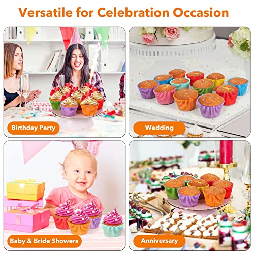 Gifbera Bright Rainbow Jumbo Cupcake Liners Large Solid Colorful Paper Baking Cups 200-Count #TOP5