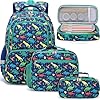 Fimibuke Kid Backpack for School Boy 3PCS Waterproof Toddler School Bag Cute Bookbag Set with Lunch Box Pencil Case for Preschool Kindergarten Elementary Back to School Student Ages 3 12 Dinosaur
