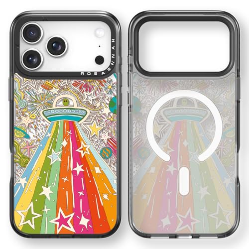 Coque durable iPhone 17 Pro Rosarnnah antichoc 2 mètres avec motif alien rigolo noir MagSafe