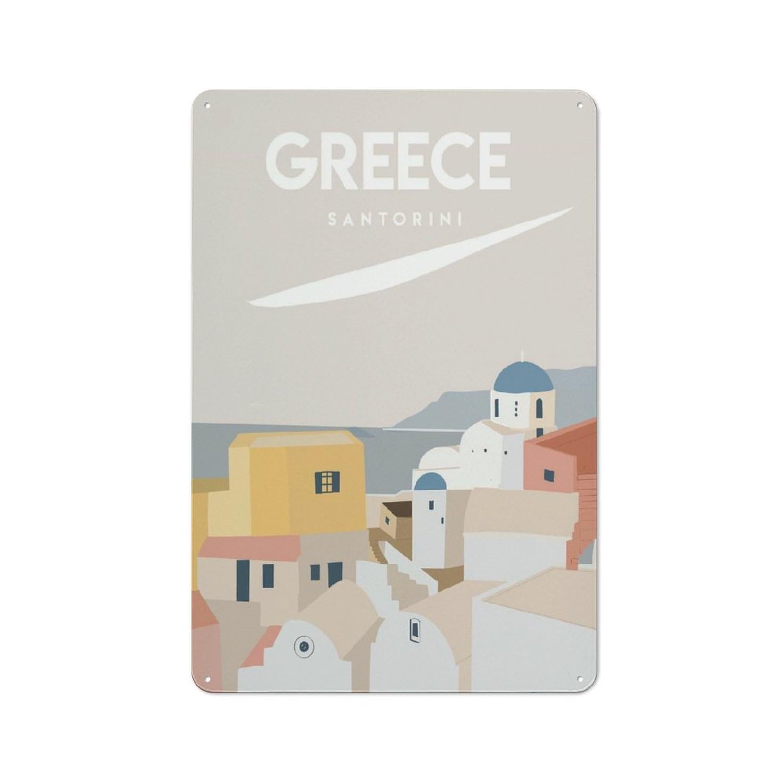 Junmoney Style-21 Vintage Metal Sign 30X20cm Featuring Greece Santorini 1 For Pub Or Café, Wall Decor For People Reorganising Pub And Café