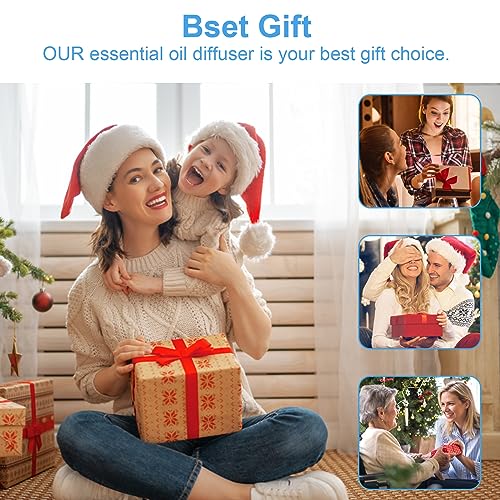 Essential Oil Diffuser Humidifier 2-in-1 Cool Mist Aromatherapy Diffuser with 7 Colors Night Lights Waterless Auto-Off Humidifier for Home Bedroom Office Yoga (White) - Thumbnail 7