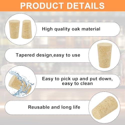 50 Stück Korken Zum Basteln,Weinflasche Korkstopfen Glasflaschen,Weinflasche Korken Holz Weinkorken Kegelförm,Korkstopfen Geeignet für Weinflaschen, Bierflaschen, Spirituosenflaschen