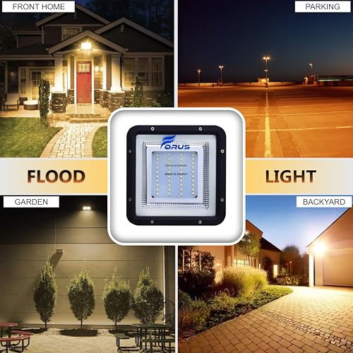 Image of Forus 30W LED Flood Light 4 Years Warranty, IP67 Waterproof Outdoor LED Flood Lights, High Mast Focus, Halogen Flood Light for Factory, Garage, Parking, Garden, Shop, Warehouse, Tent, Yellow 1PC