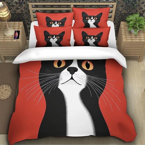 Housse de couette chat noir imprimé 3D en microfibre lavable - 5