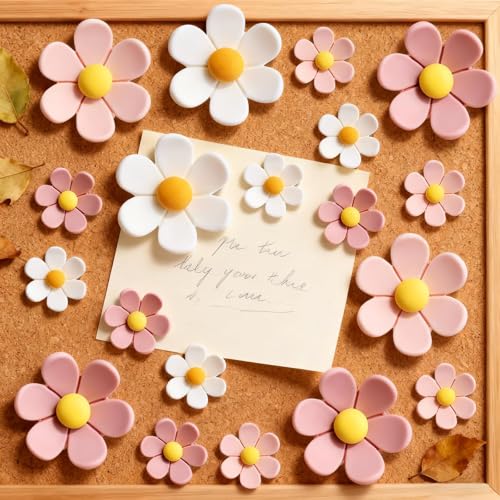 20 Imánes Decorativos de Flor Rosa y Blanco miniatura 6