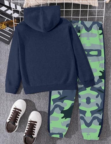 Image of Boys Clothes Boy Outfits 2-Piece Long Sleeve Hoodie and Camouflage Pants Boys Fall Winter Clothes for 6-16 Years