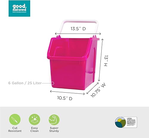 Miniatura 7 de good natured Papelera de reciclaje apilable con asa, 6 galones  25 litros, para cocina, hogar e interior, contenedores de reciclaje compactos y