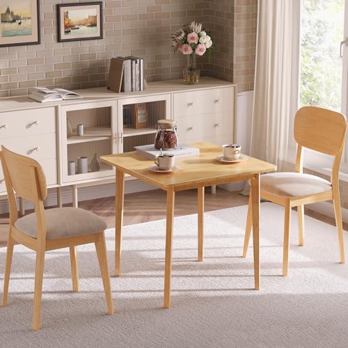 HOOBRO Dining Benches, Pair of 2 Benches, Bamboo Dining Table, 27.6" Square Dining Table for 2, Kitchen Table for Small Space BF01CD01-YL70CZ01