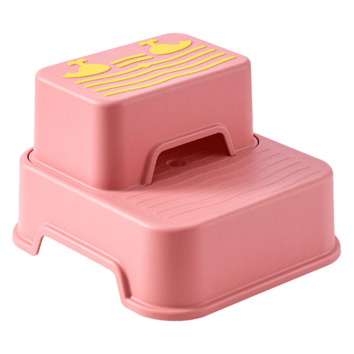 ibasenice Taburete Infantil Antideslizante, Reposapiés, Estructura Desmontable, PP y TPE, Rosa, Ayuda para Subir, para Pequeños, Lavado de Manos y Cocina