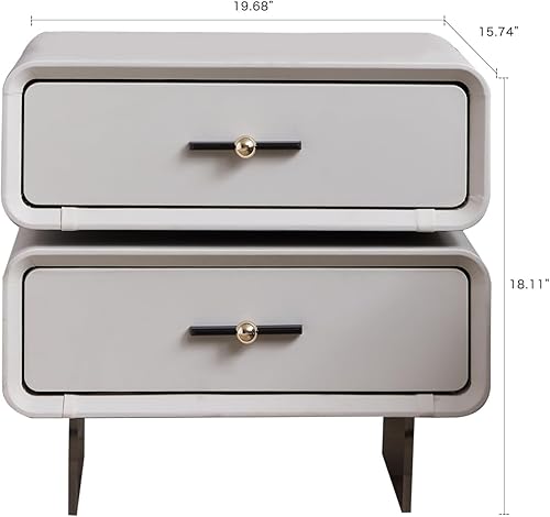 Miniatura 2 de FUKAYI Cómoda moderna de 2 cajones para dormitorio, mesita de noche, mesita de noche, mesa auxiliar de madera