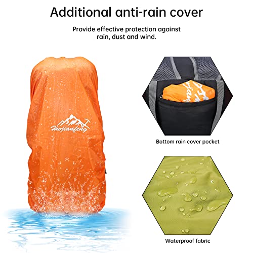 King'sguard Hiking Backpack For Men And Women 70L+5L Waterproof Lightweight Camping Daypack With Rain Cover For Outdoor Travel Mountaineering - Frameless (Green) #TOP2