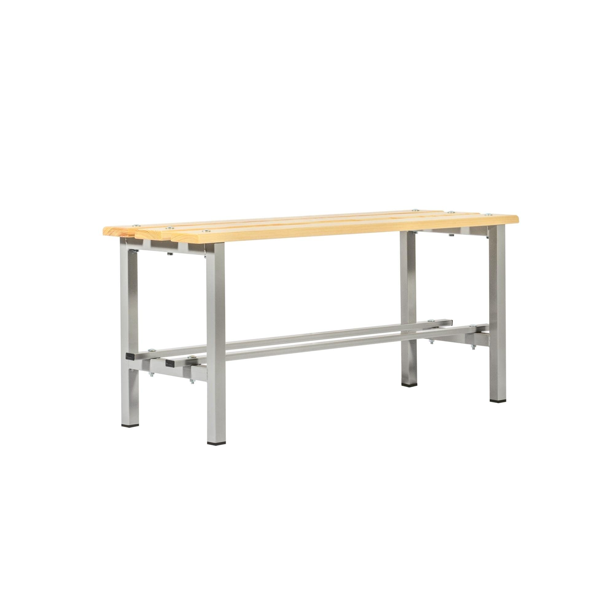Panca Spogliatoio Classica - Seduta e Poggiascarpe in faggio ed acciaio 100% Made in Italy (100 cm)