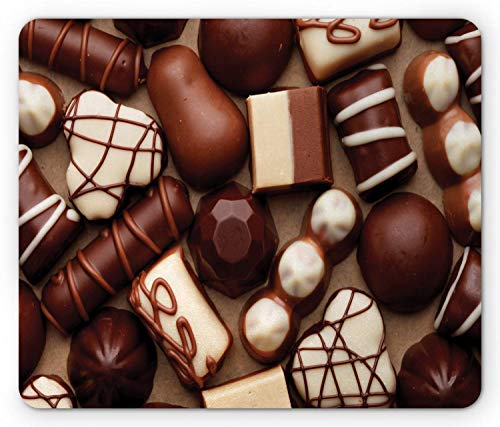 Preisvergleich Produktbild Chocolate Mouse Pad Chocolate Candy Süßigkeiten Trüffel Gourmet Delicious Dessert Nahaufnahme Foto Rechteck Rutschfestes Gummi-Mauspad Standardgröße Dunkelbraunes Elfenbein