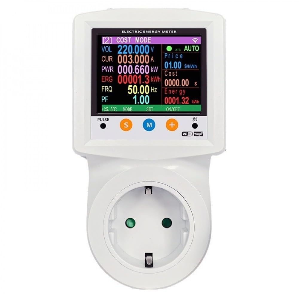 Tuya Prise de Courant Intelligente 230V APP Télécommande WIFI Wattmètre Compteur De Courant Alternatif Consommation d'Électricité Prise EU Compteur d'Énergie